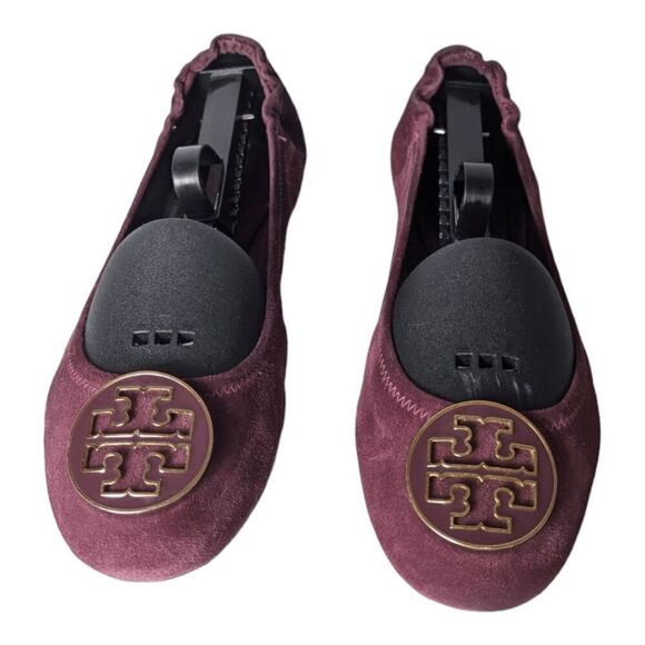 TORY BURCH Reva Maroon Suede Ballet Flats Size 8.5M - Picture 4 of 9